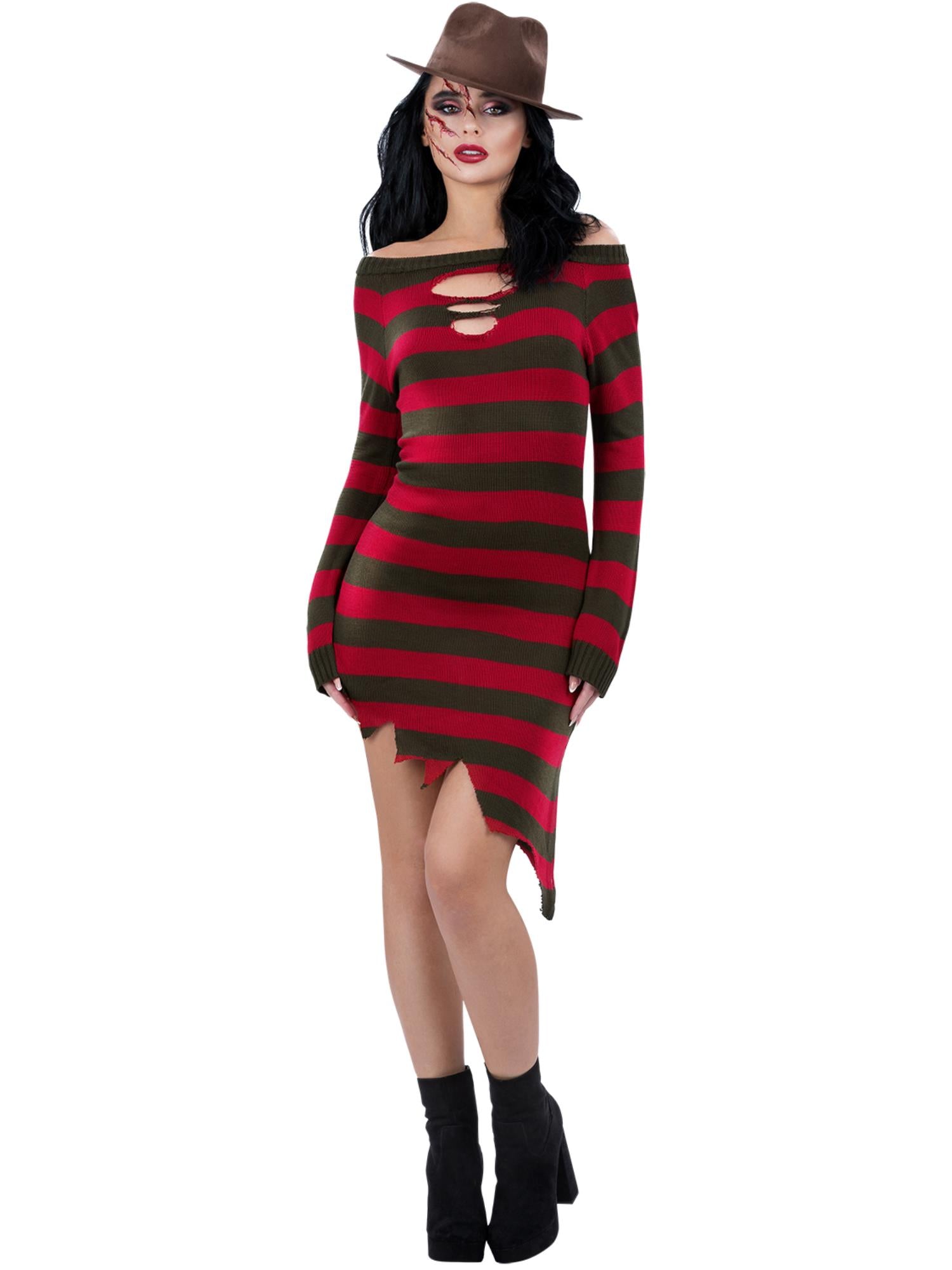 smiffys-fever-freddy-krueger-kost-m-damenkleid-rot-gr-n image 6