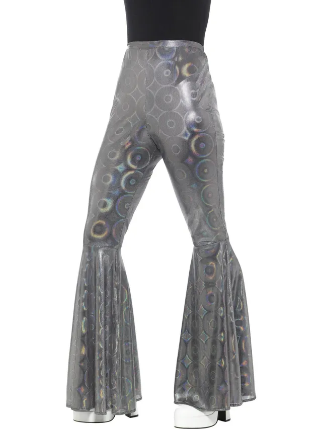 smiffys-fever-schlaghose-silber-damen-70er-disco-holographic image 1