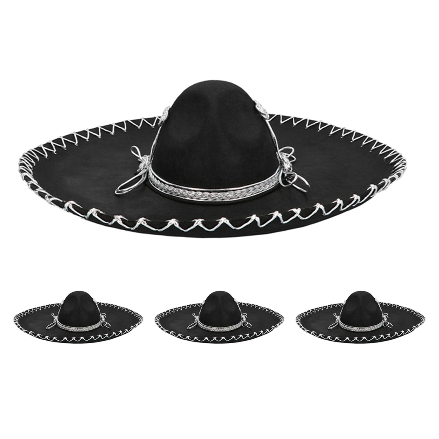 boland-guillermo-sombrero-hut-schwarz-4er-set-50-cm-mexiko image 1