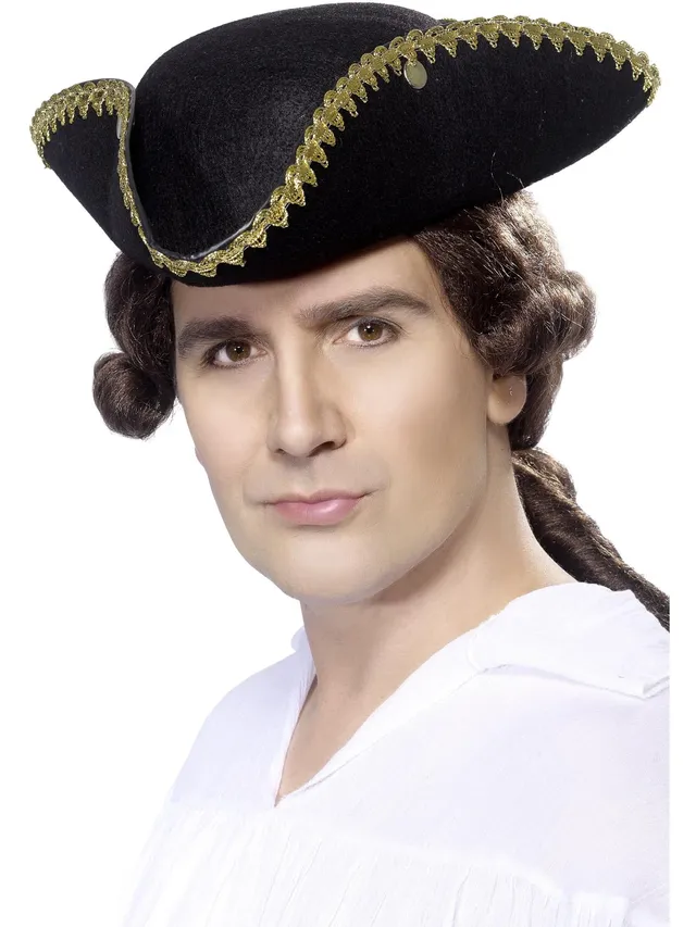 smiffys-fever-dick-turpin-dreispitz-hut-schwarz-mit-gold image 1