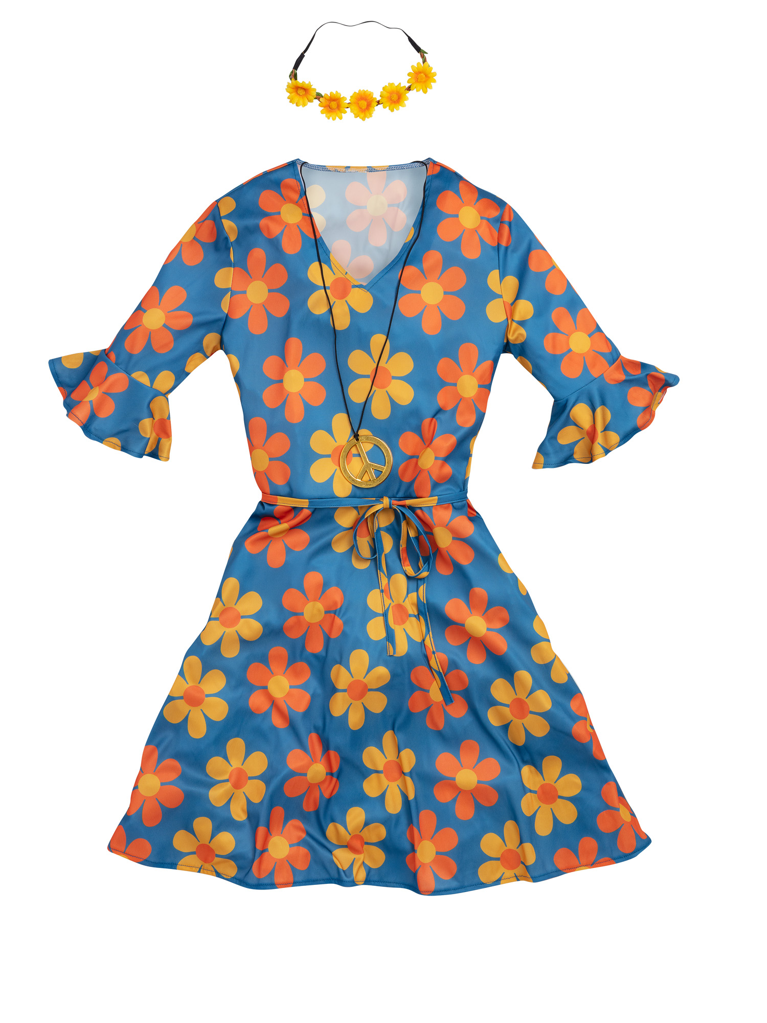 rubies-hippie-kost-m-damen-m-kleid-peace-stirnband image 3