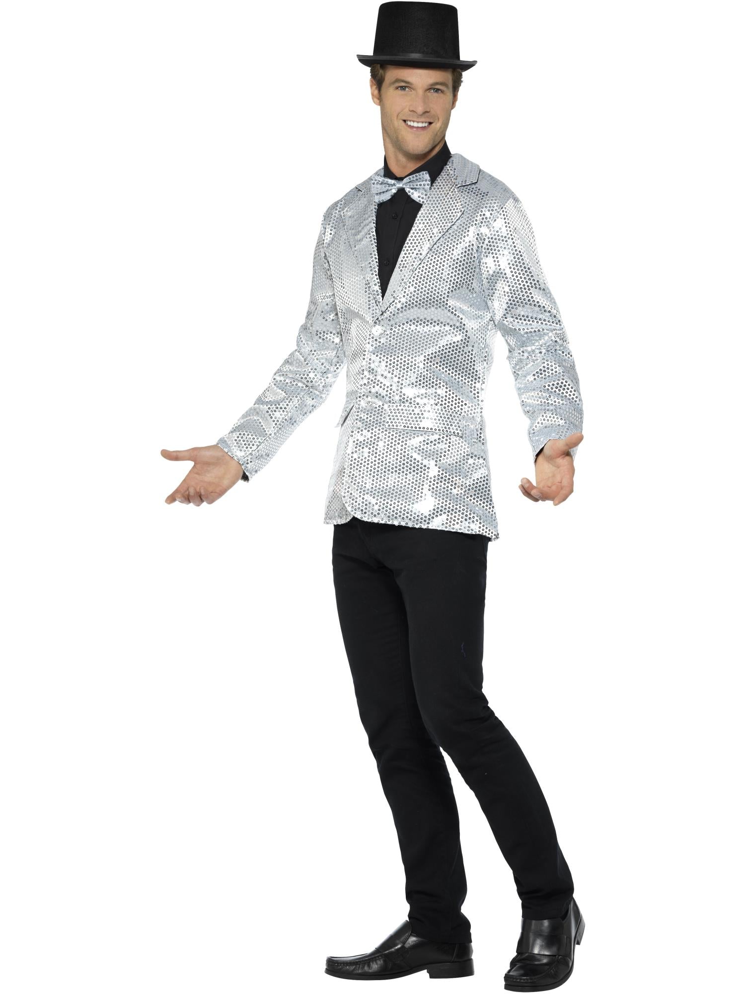 smiffys-fever-sequin-jacket-herren-jacke-silber-pailletten-m-xl image 3