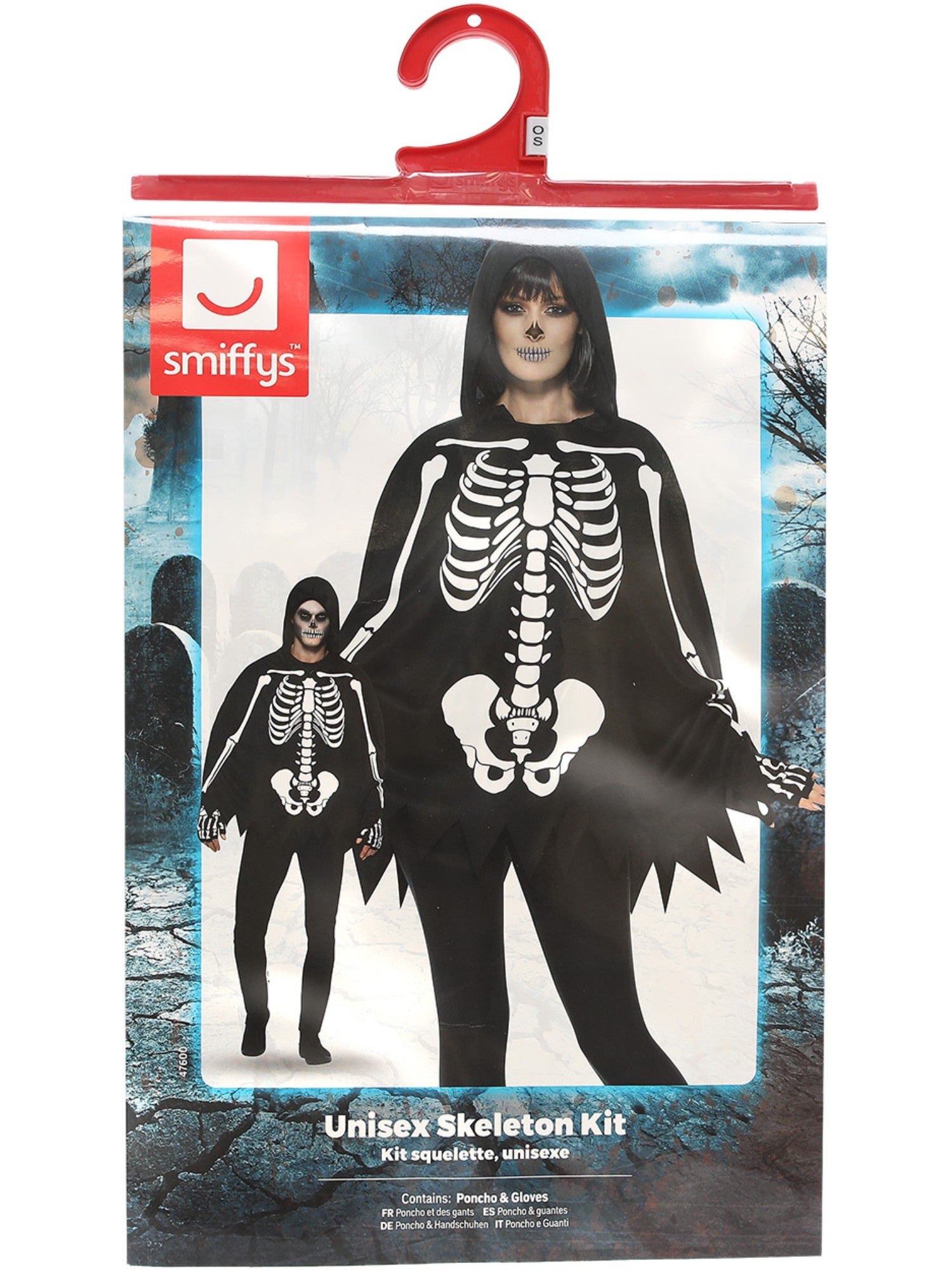 smiffys-fever-skeleton-kit-skelettkost-m-poncho-schwarz-unisex image 6