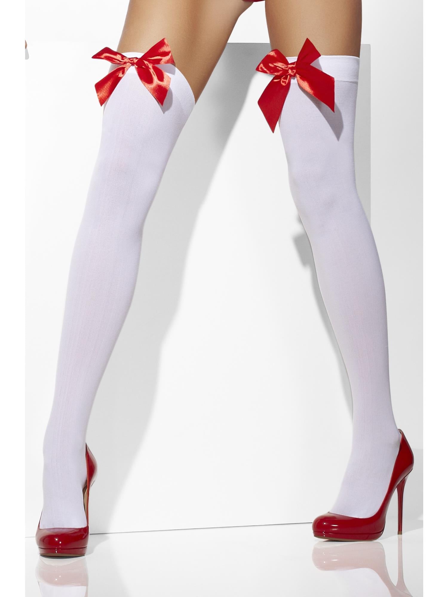smiffys-fever-halterlose-wei-mit-roter-schleife-damen-blickdicht image 2