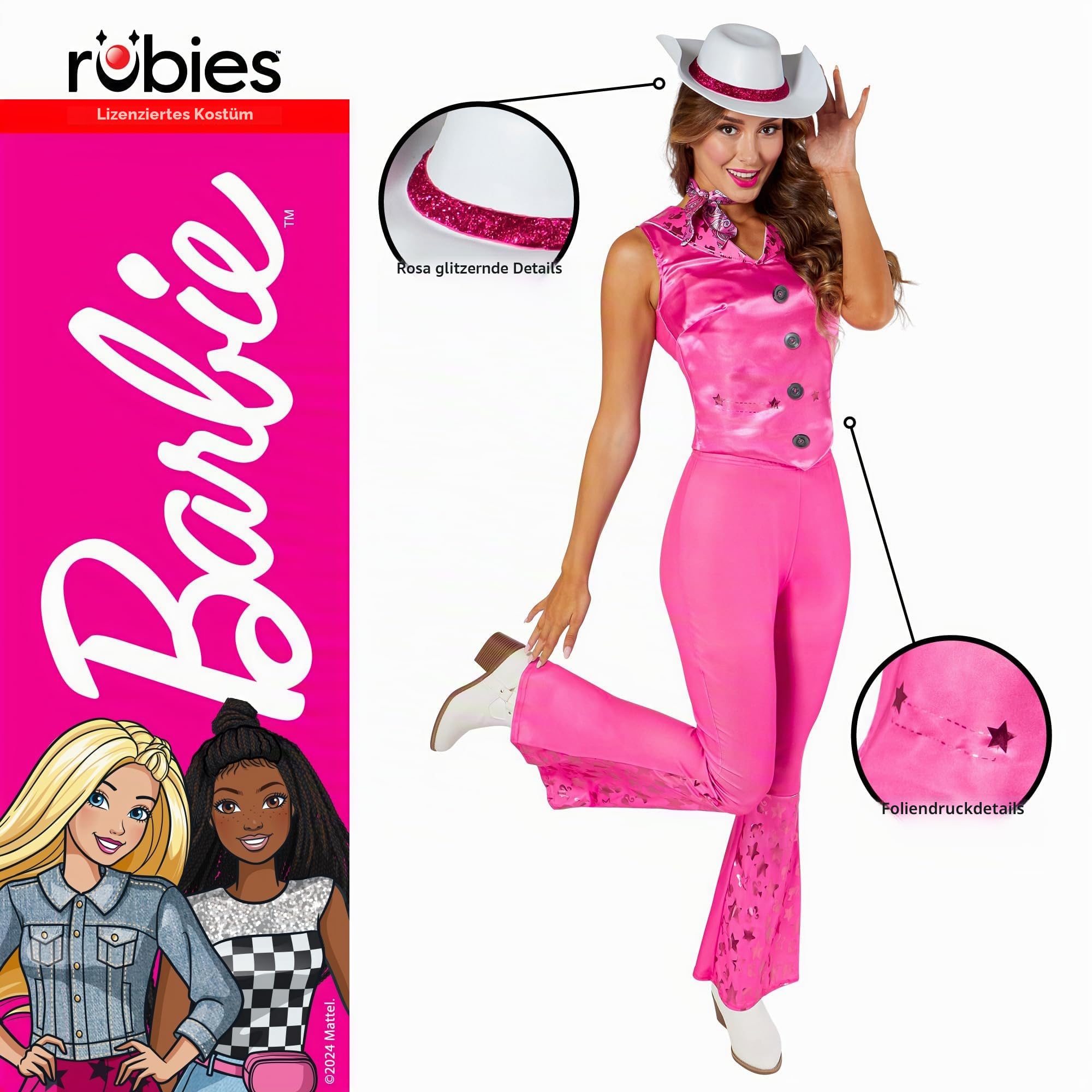 rubie-s-barbie-cowboy-kost-m-damen-14-16-rosa-deluxe image 4