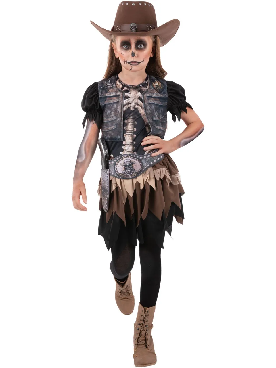 smiffys-fever-skelett-cowgirl-kinderkost-m-kleid-schwarz-m image 1