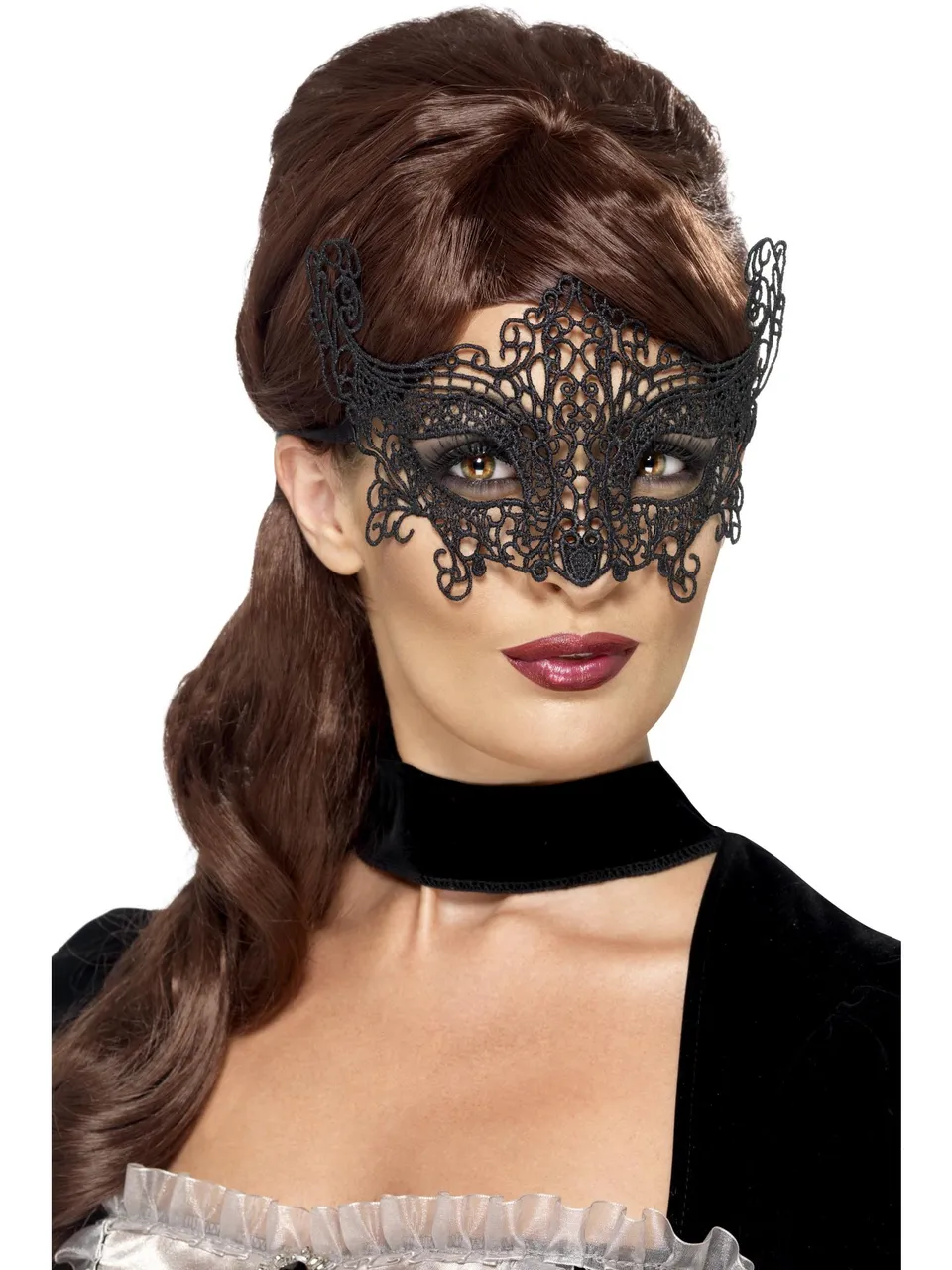 smiffys-fever-spitzen-augenmaske-schwarz-maskenball-einheitsgr image 1