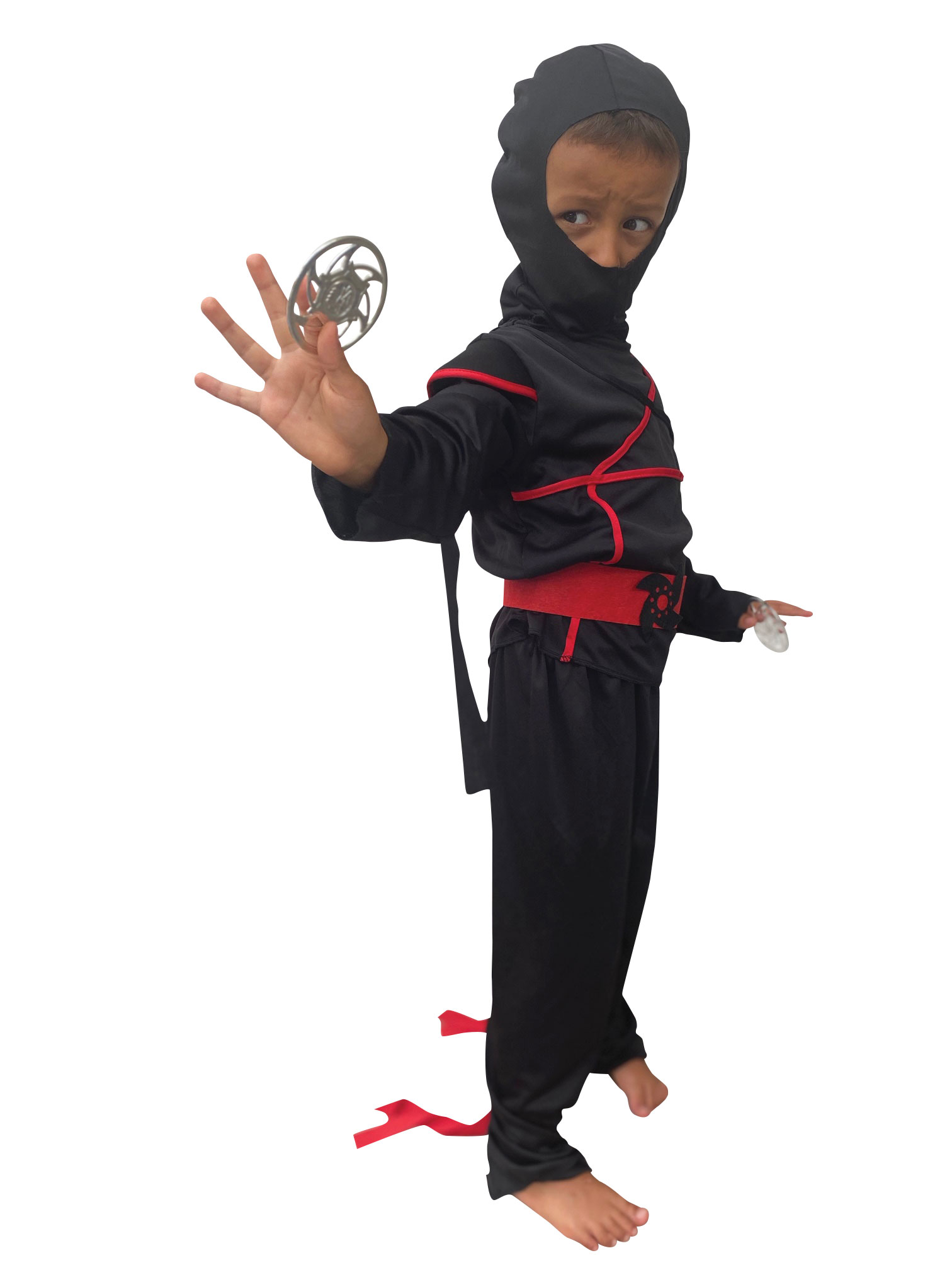 rubies-ninja-kost-m-schwarz-mit-maske-und-rotem-g-rtel image 3
