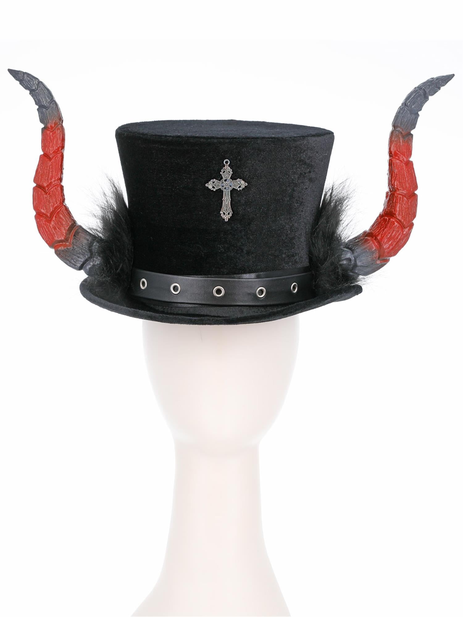 smiffys-fever-teufel-zylinder-schwarz-rot-mit-h-rnern image 2