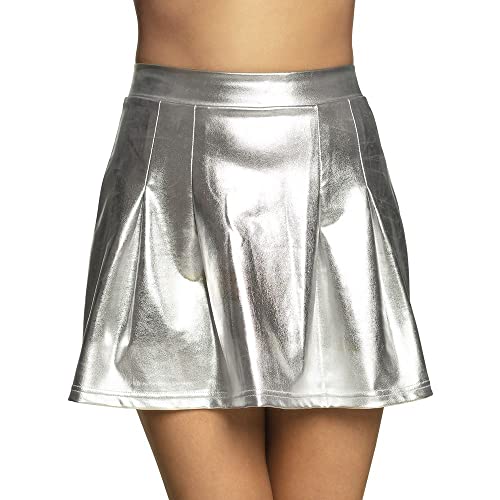 boland-01742-mini-rock-shiny-silber-m-l-damen-karnevalrock-gl-nzend image 6