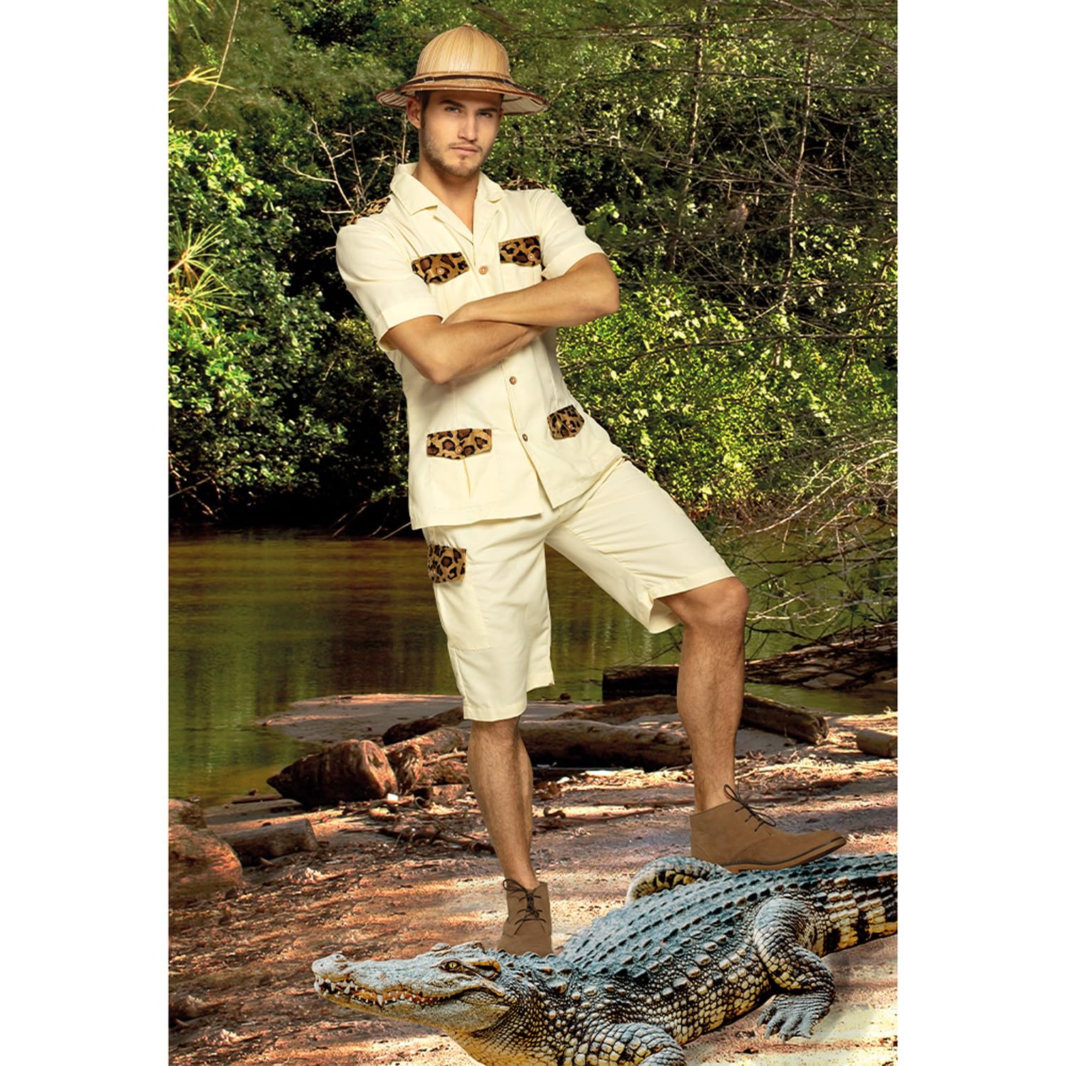 boland-83882-kost-m-safari-mann-m-l-beige-hemd-shorts image 3