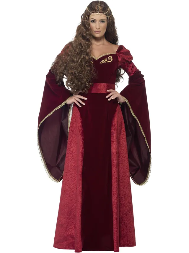 smiffys-fever-medieval-queen-deluxe-kost-m-damen-rot image 1