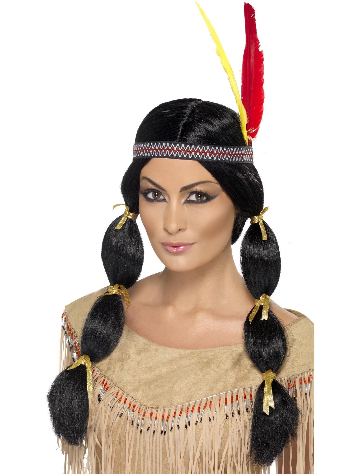 smiffys-fever-indianer-per-cke-schwarz-z-pfe-mit-stirnband image 1