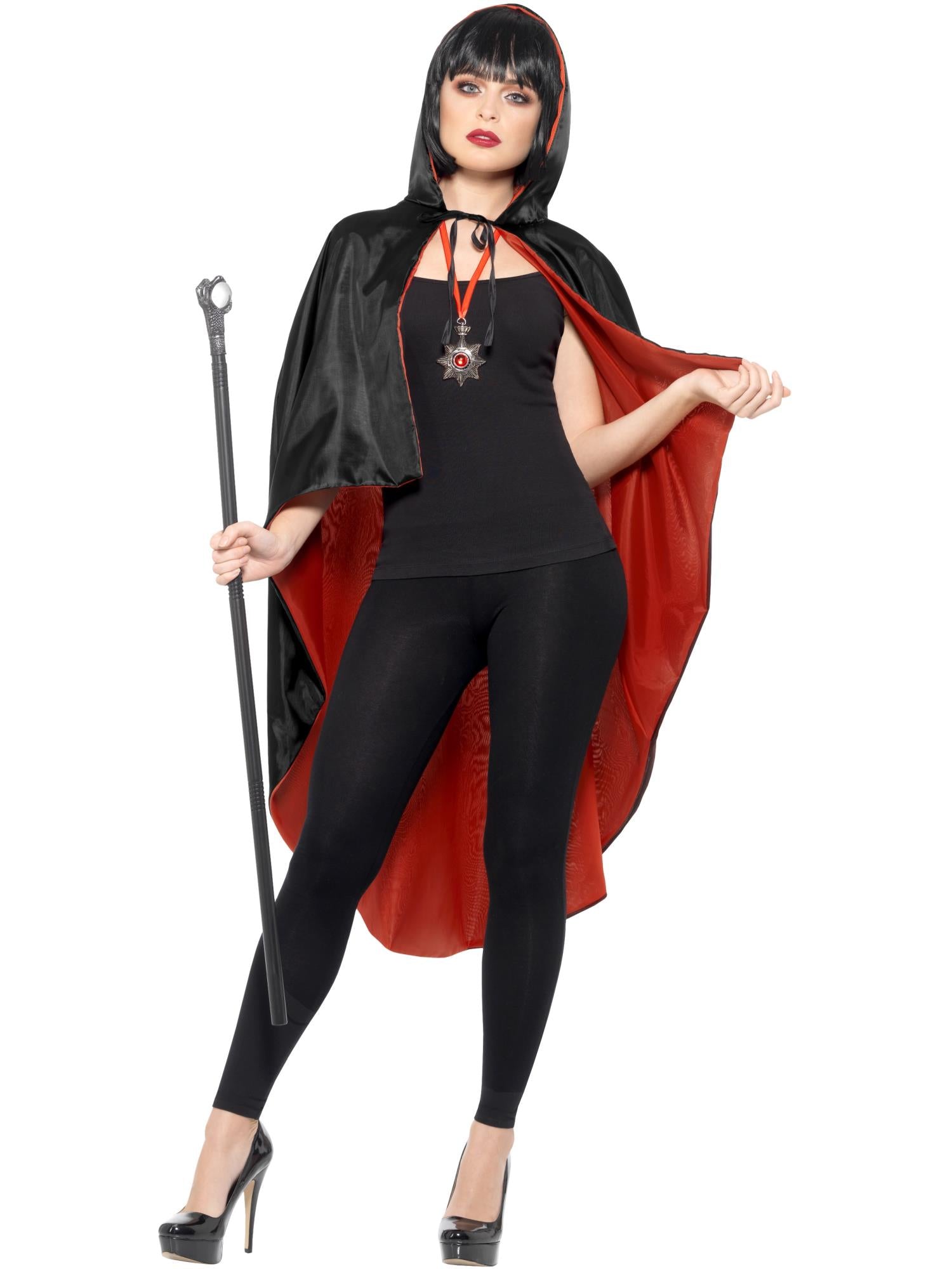 smiffys-fever-vampir-set-umhang-schwarz-rot-halloween-unisex image 1