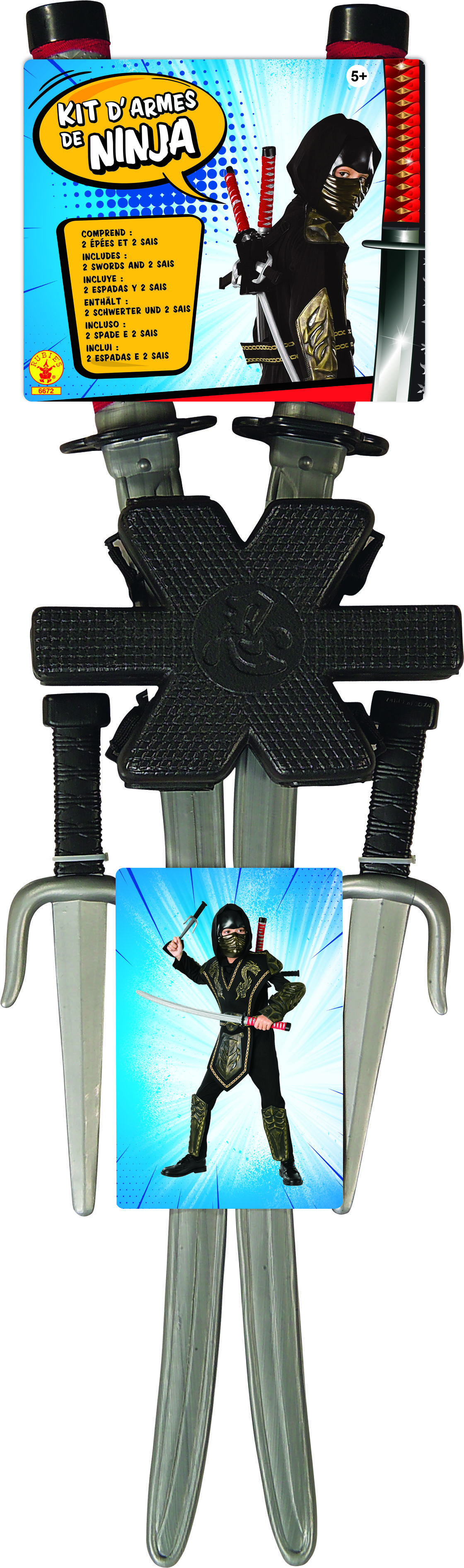 rubies-ninja-kit-waffenset-2-schwerter-71cm-halter-schwarz image 3