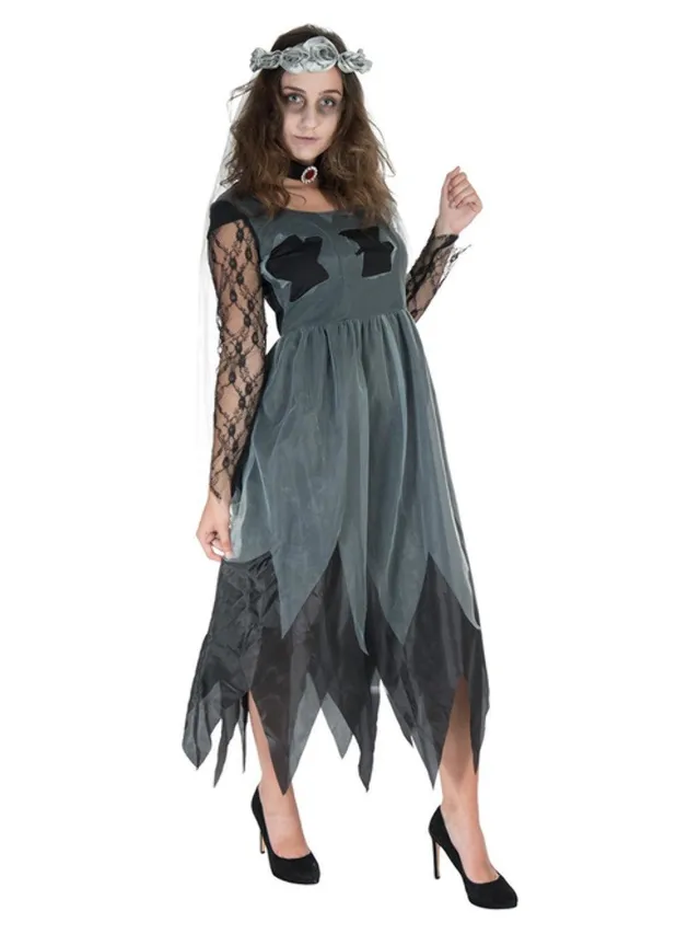 smiffys-fever-40120-zombie-bride-kost-m-damen-schwarz image 1