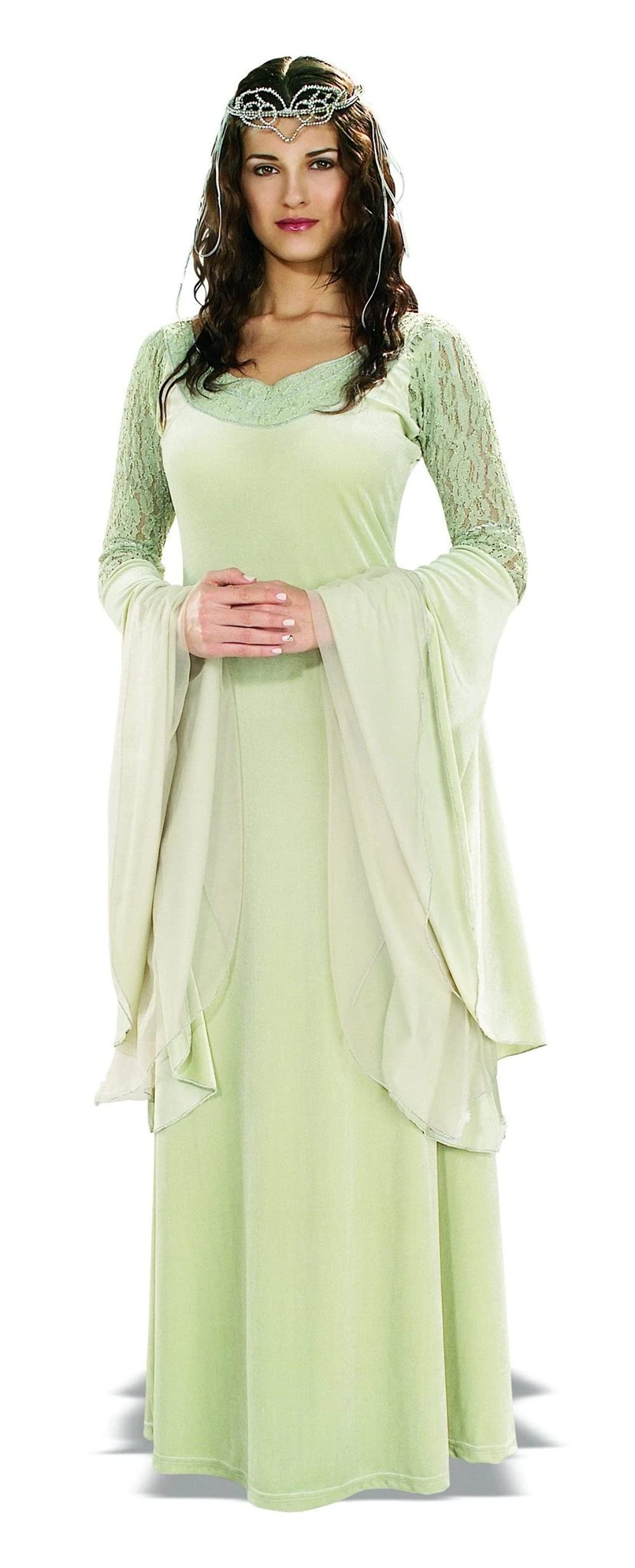 rubie-s-deluxe-queen-arwen-kost-m-kleid-hellgr-n-mit-tiara image 1