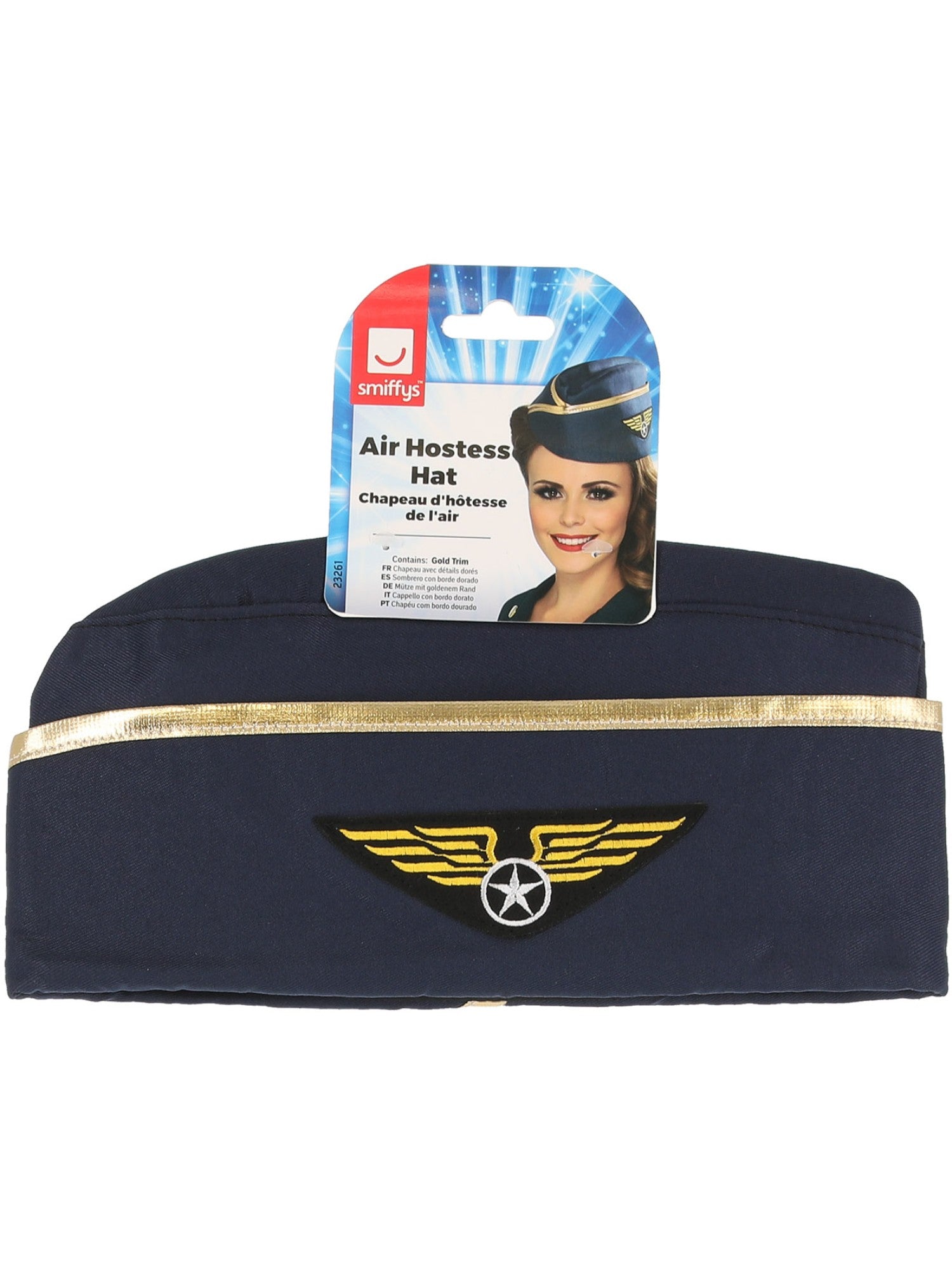 smiffys-fever-air-hostess-hut-marineblau-gold image 2