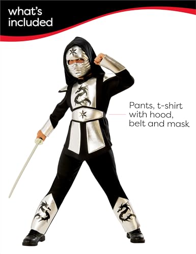 rubie-s-deluxe-641142-l-ninja-kost-m-kinder-l-silber image 8