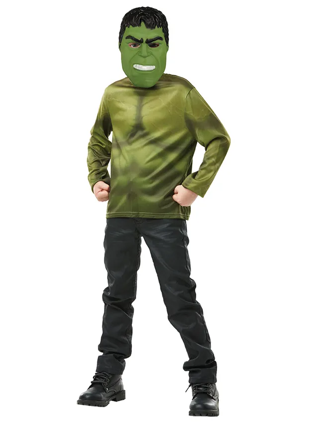rubies-france-hulk-top-klassik-muskel-shirt-gr-n-mit-pvc-maske image 1