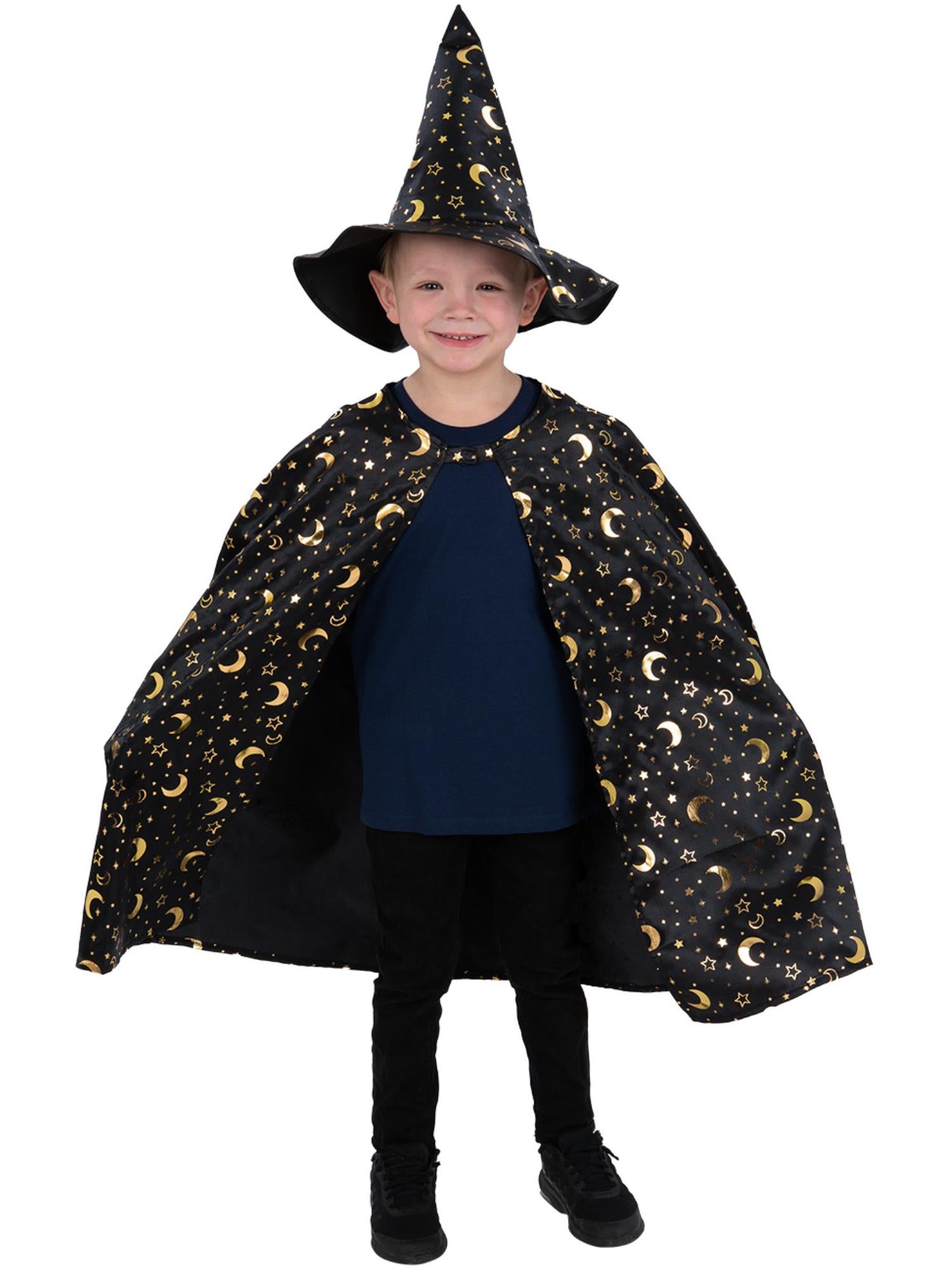 smiffys-fever-wizard-kost-m-kinder-schwarz-umhang-hut image 6