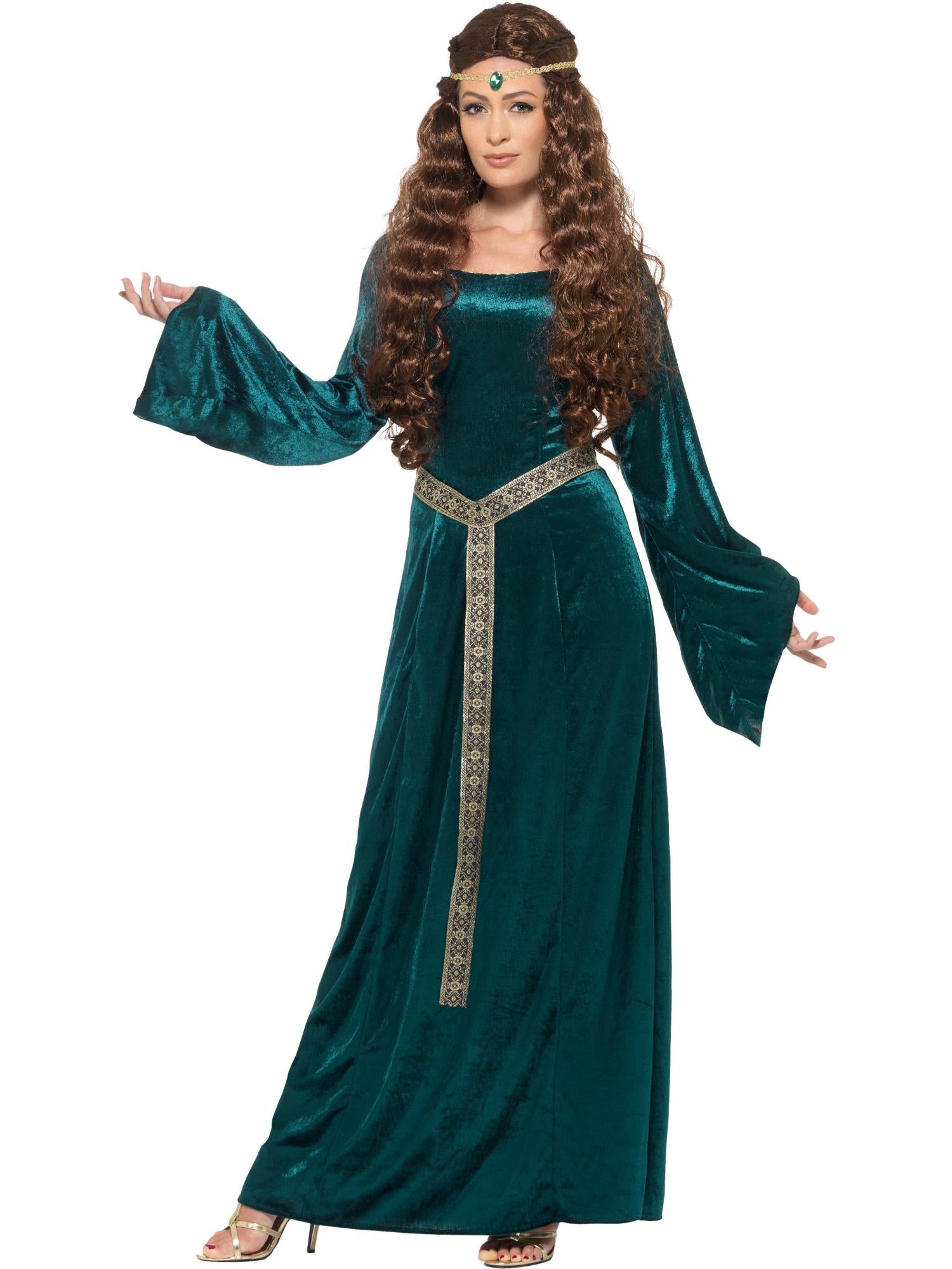 smiffys-fever-medieval-maid-kost-m-gr-n-m-samtkleid image 4
