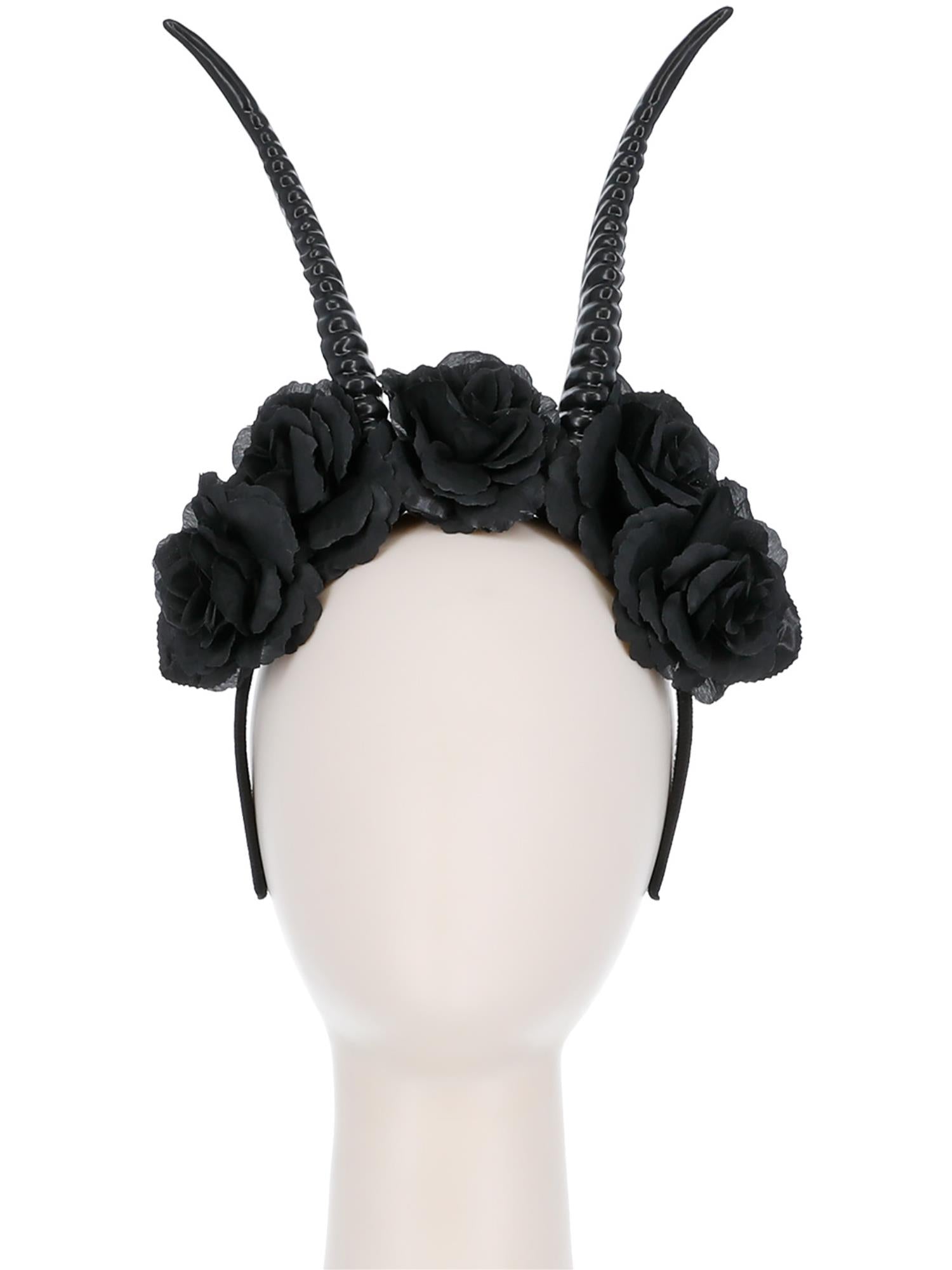 smiffys-fever-demon-horn-haarreif-blumen-teufel-schwarz image 2