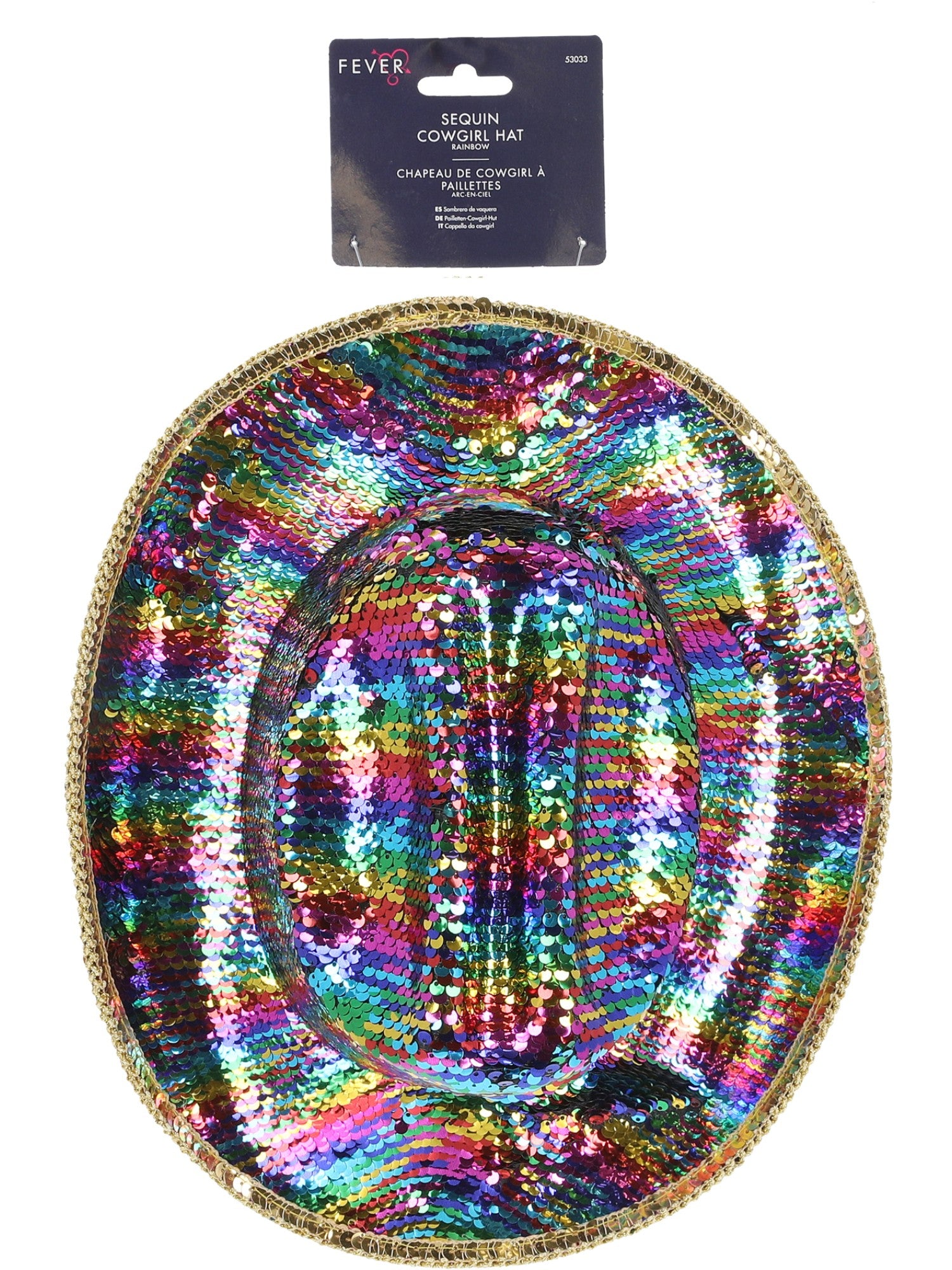 smiffys-fever-deluxe-sequin-cowboyhut-regenbogen-pailletten image 2