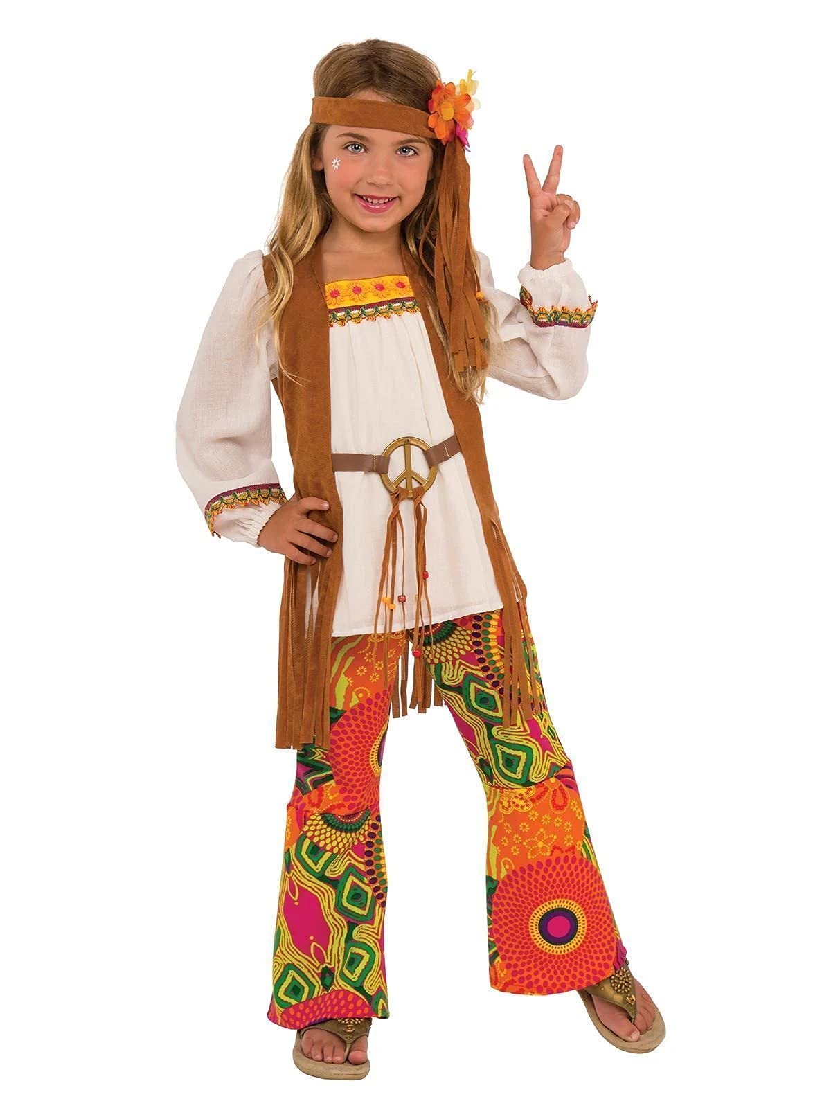 rubie-s-deluxe-blumenkost-m-kinder-hippie-klein-bunt image 1