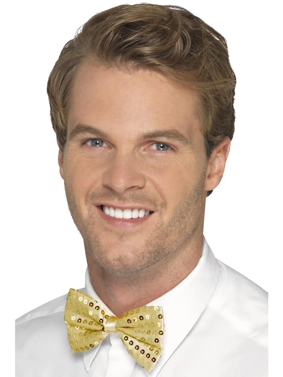 smiffys-fever-sequin-bow-tie-fliege-gold-pailletten image 1