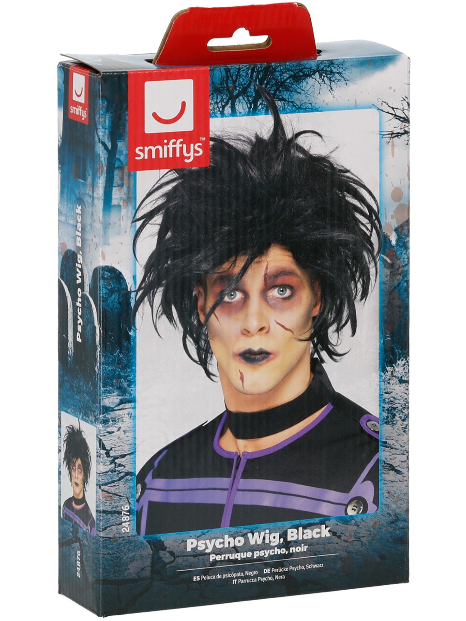 smiffys-fever-psycho-wig-halloween-per-cke-schwarz image 4