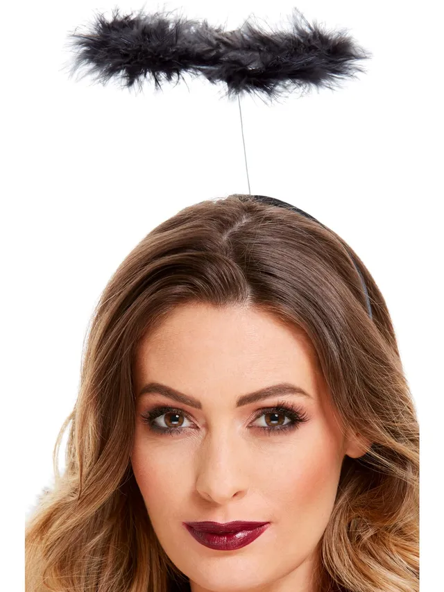 smiffys-fever-marabou-angels-halo-heiligenschein-schwarz image 1