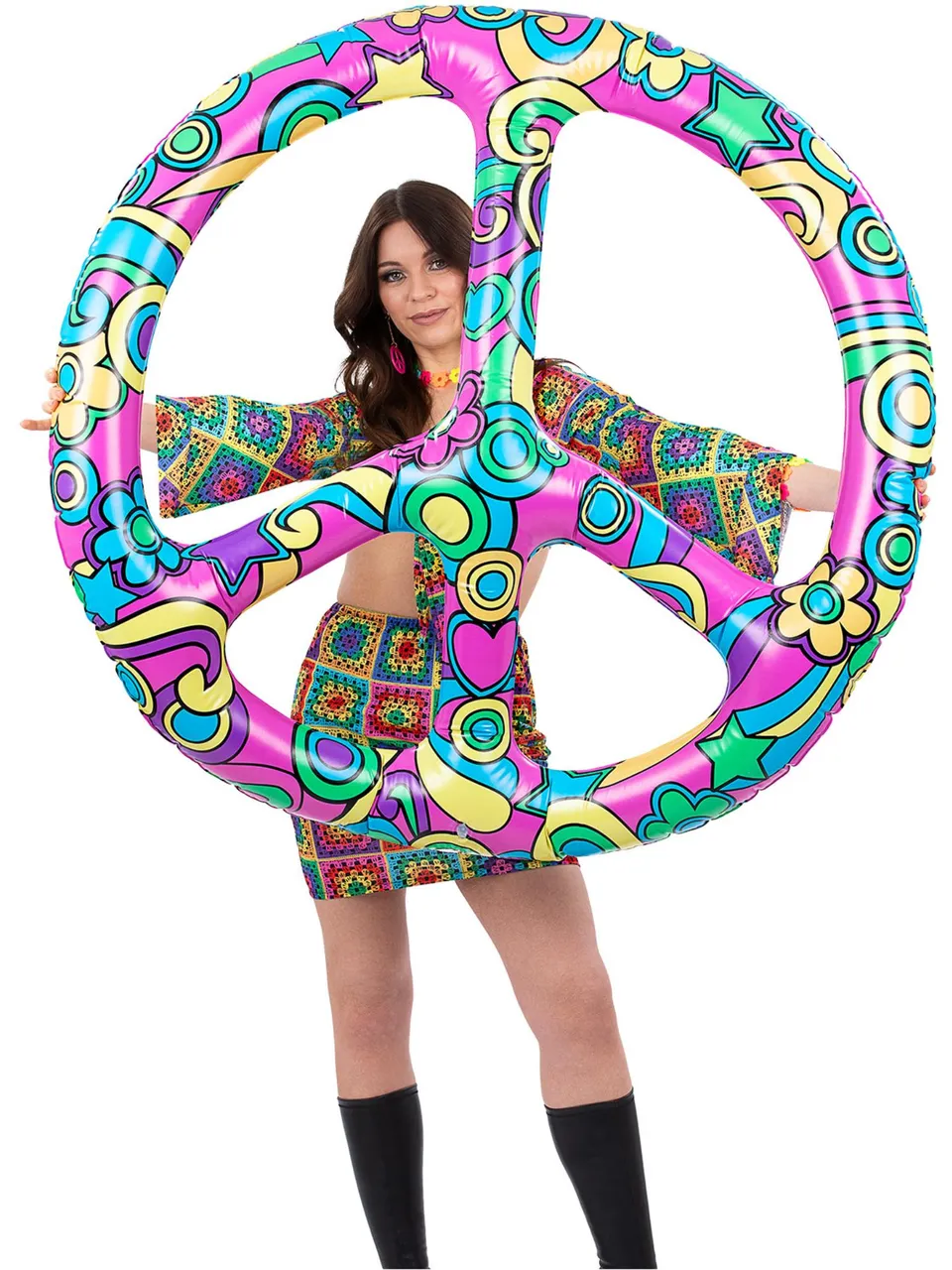 smiffys-time4fun-peace-zeichen-aufblasbar-pink-132cm image 1