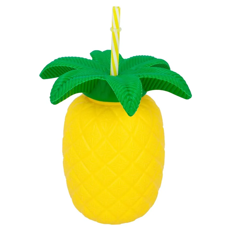 boland-accessories-ananas-tasse-becher-600ml-mit-strohhalm-deckel image 1