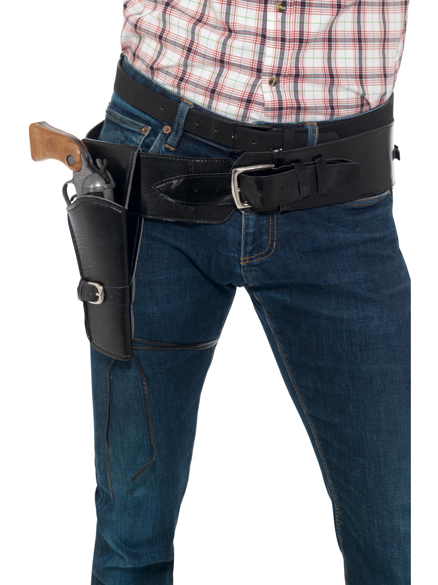 smiffys-fever-cowboy-holster-mit-g-rtel-schwarz-kunstleder image 1