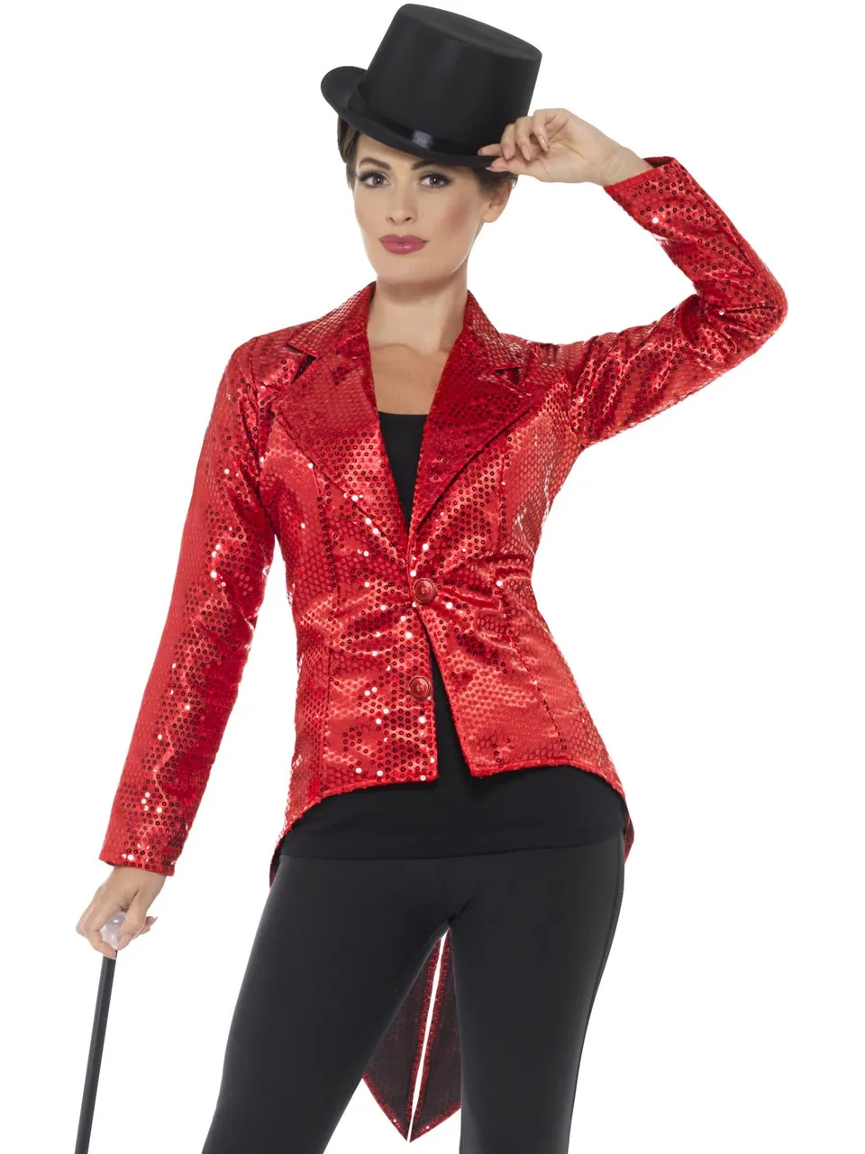 smiffys-fever-pailletten-frack-jacke-rot-s-damen image 1