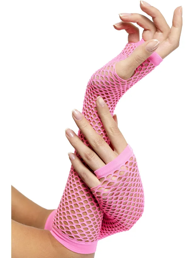 smiffys-fever-netz-handschuhe-pink-lang-fingerlos image 1