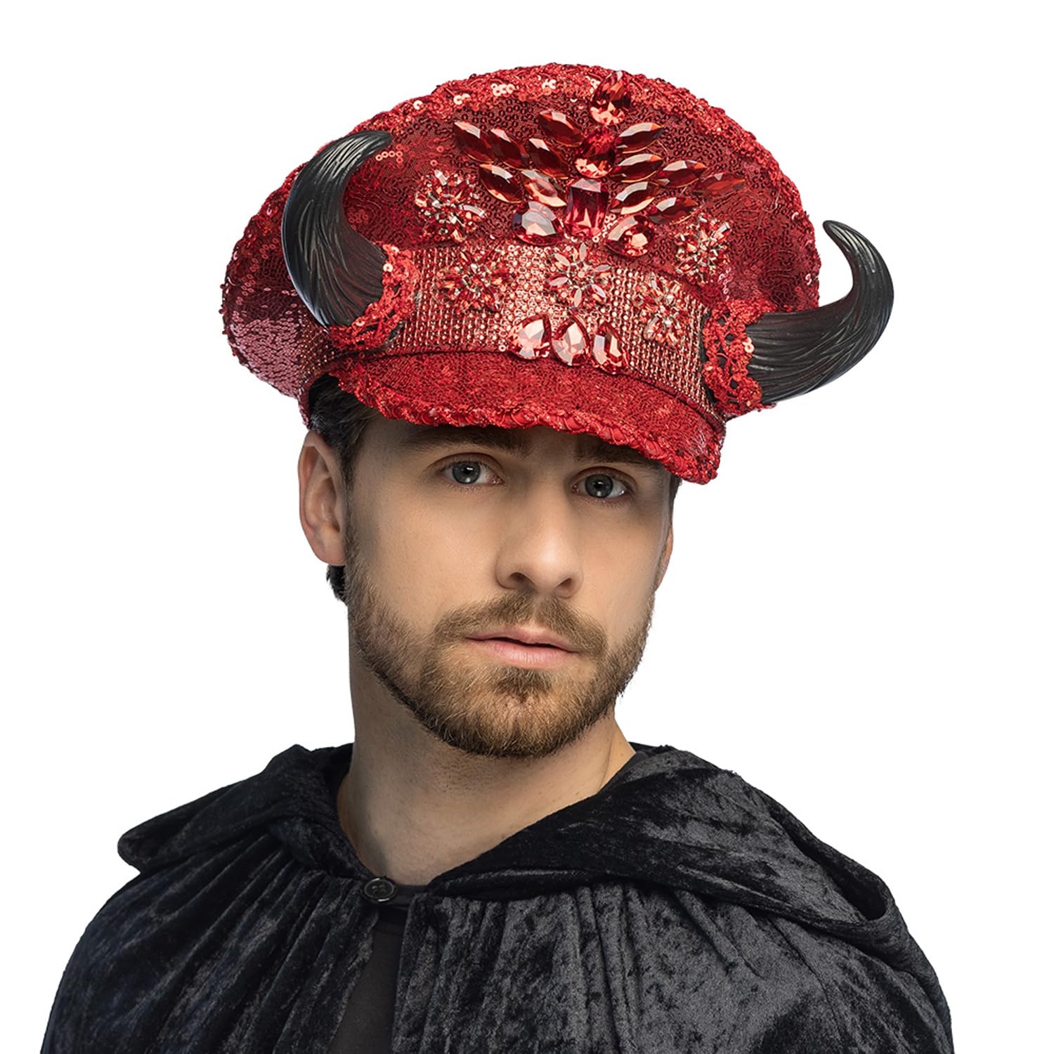 boland-headwear-teufel-m-tze-pailletten-rot-mit-h-rnern image 1