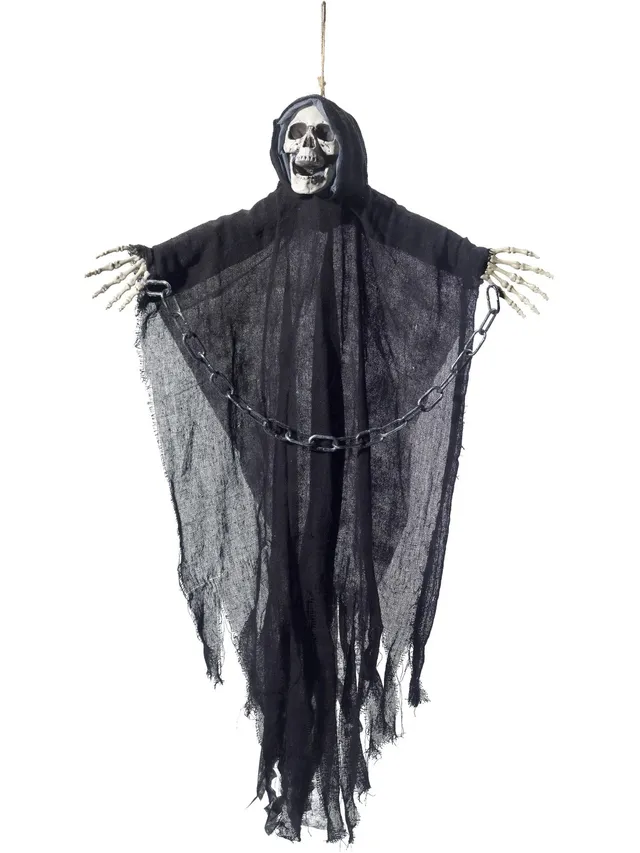 smiffys-fever-hanging-reaper-halloween-h-ngedeko-skelett-schwarz image 1
