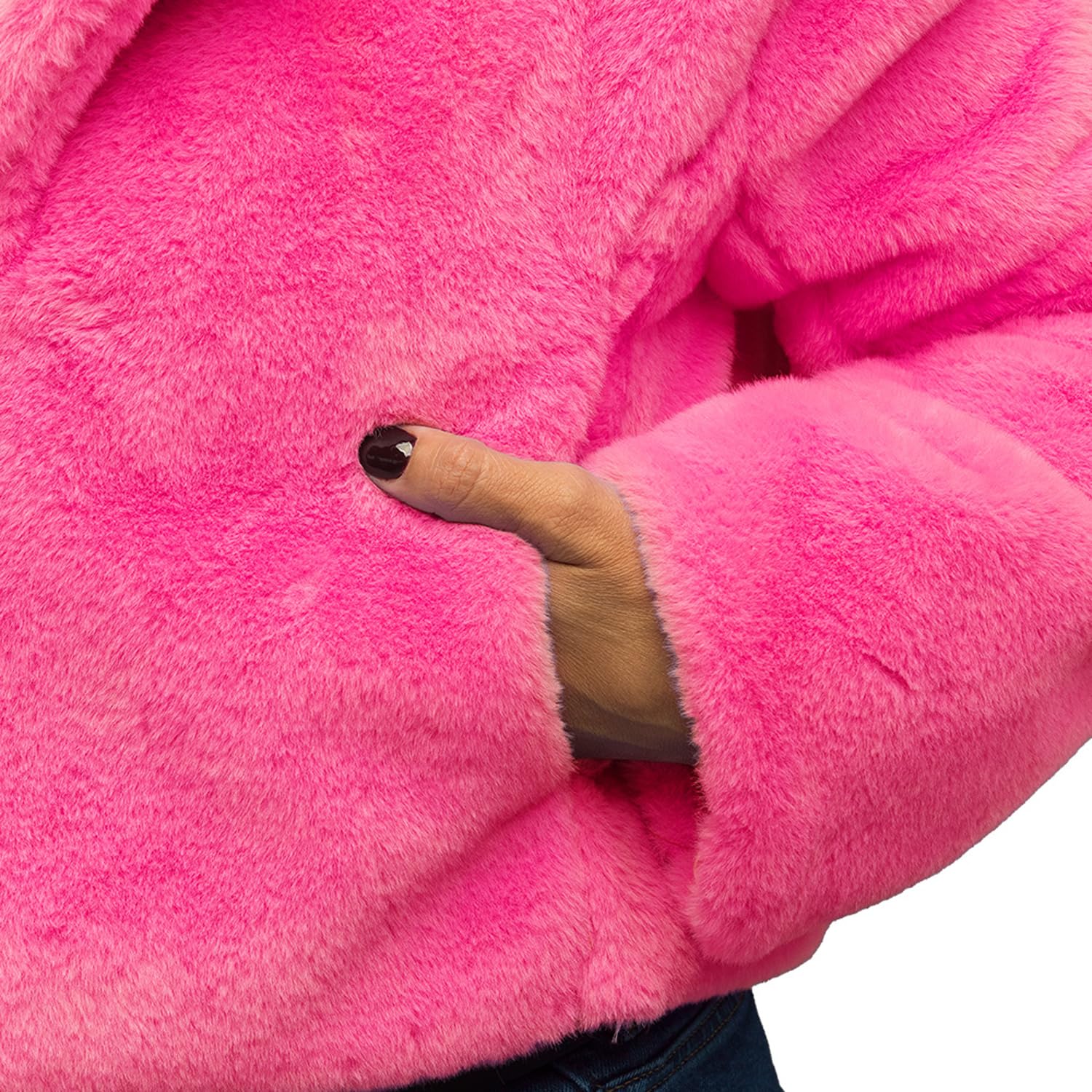 boland-fluffy-rave-jacke-neonpink-m-l-uv-pl-schjacke-mit-taschen image 4