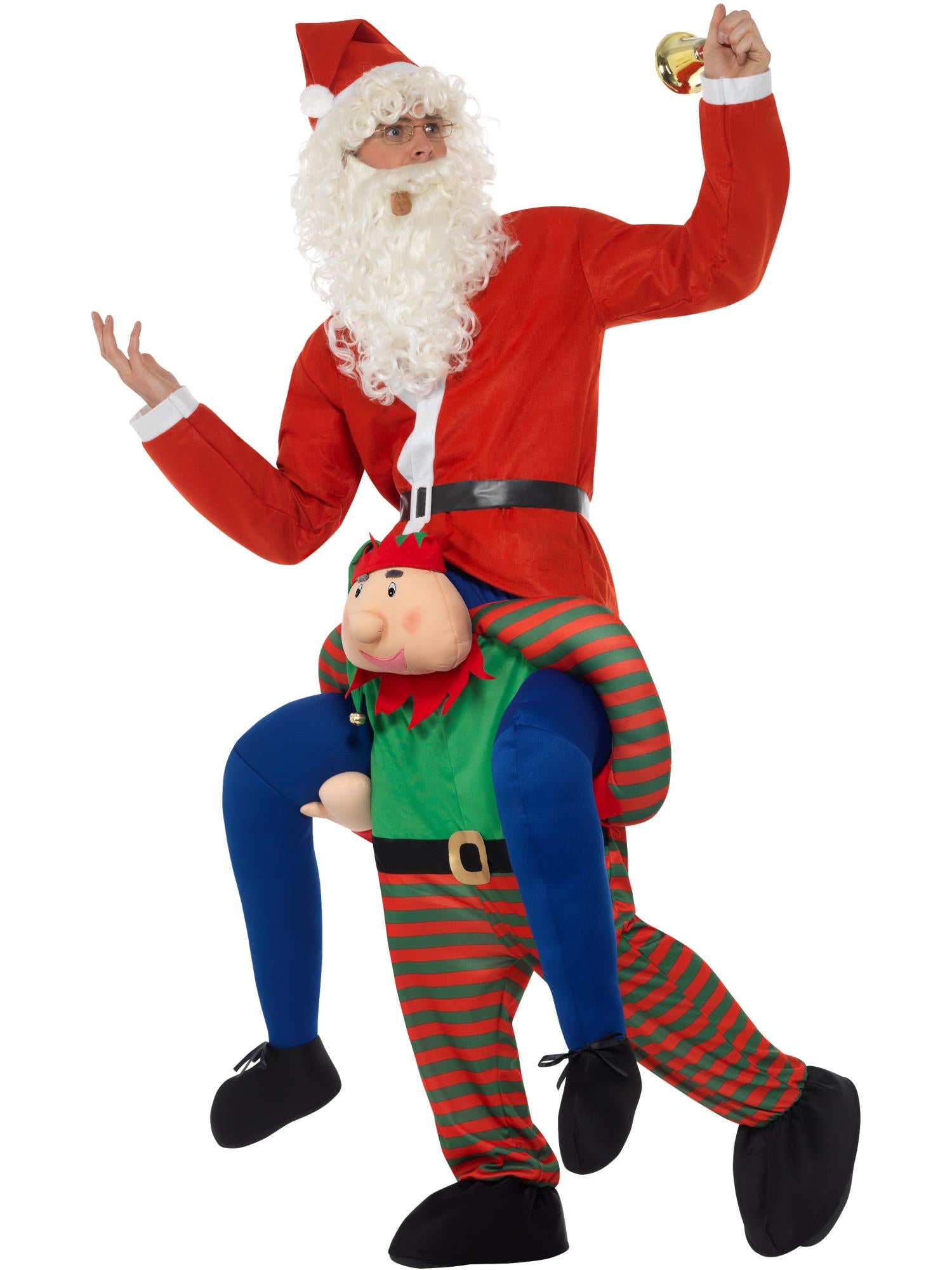 smiffys-fever-huckepack-elf-kost-m-rot-gr-n-einteiler image 3