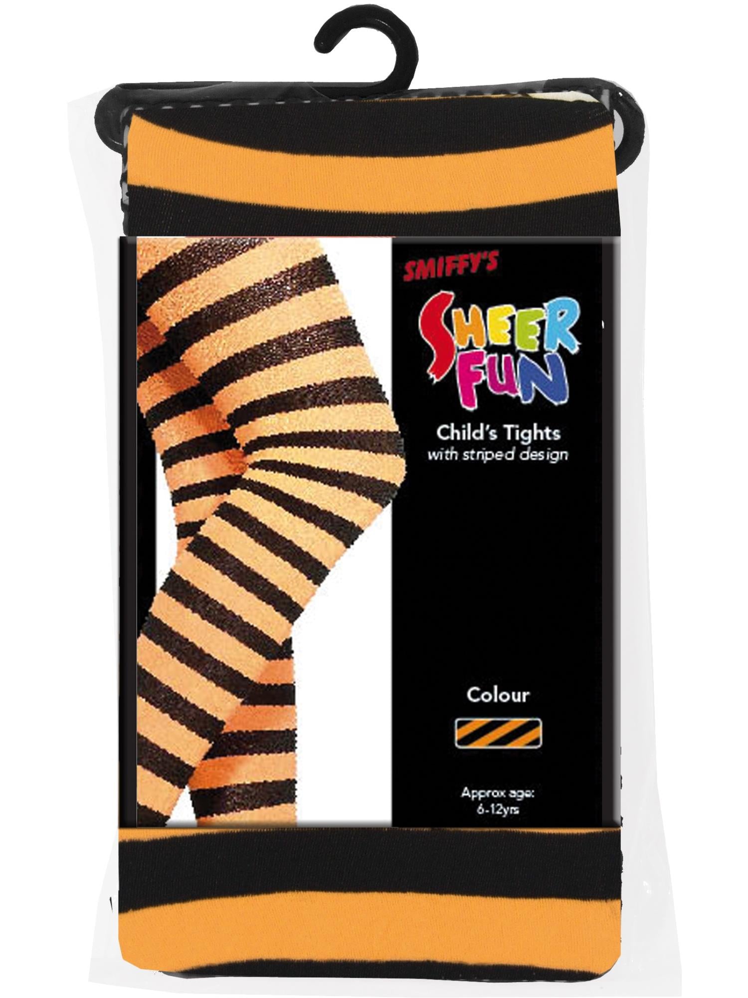 smiffys-fever-strumpfhose-kinder-orange-schwarz-gestreift-6-12-j image 3