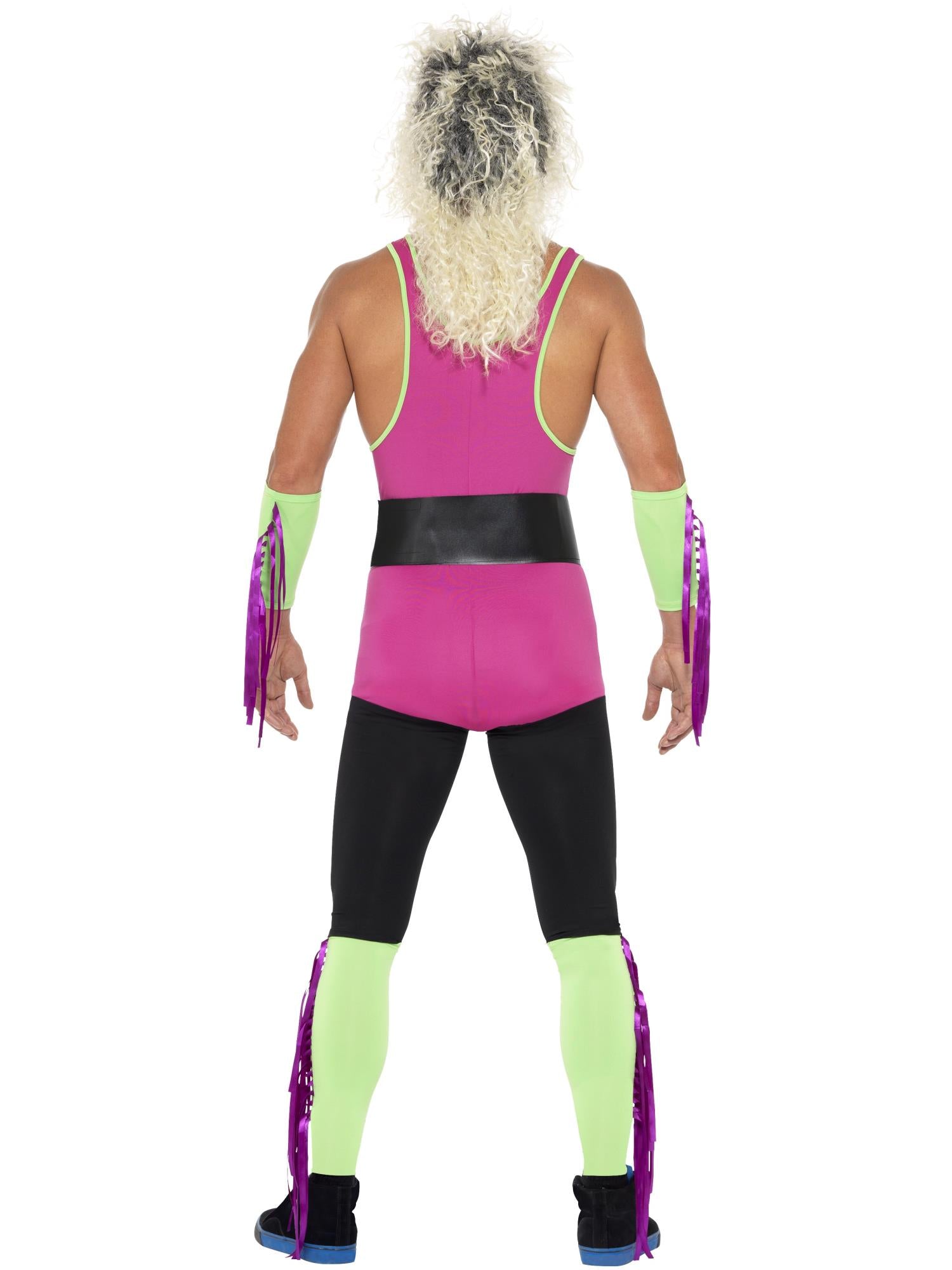 smiffys-fever-retro-wrestler-kost-m-herren-4-teilig-neon image 2