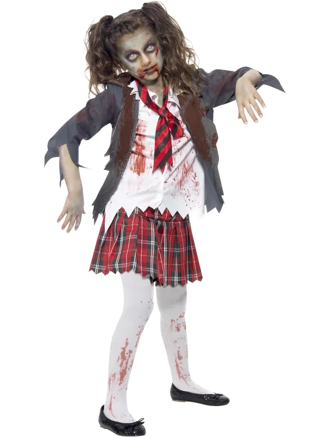 smiffys-fever-zombie-school-girl-kost-m-m-dchen-grau-gr-l image 1