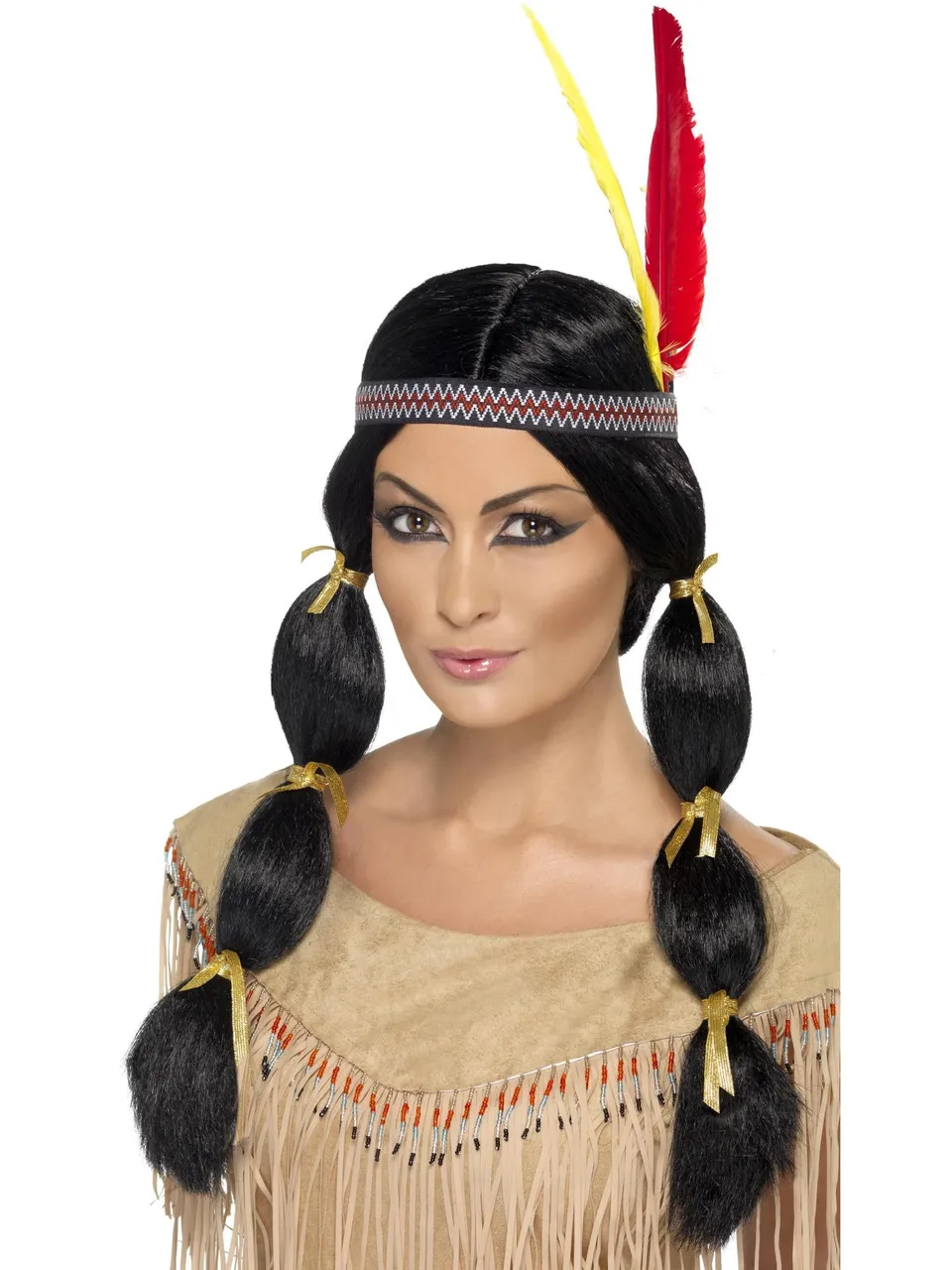 smiffys-fever-indianer-per-cke-schwarz-z-pfe-mit-stirnband image 1