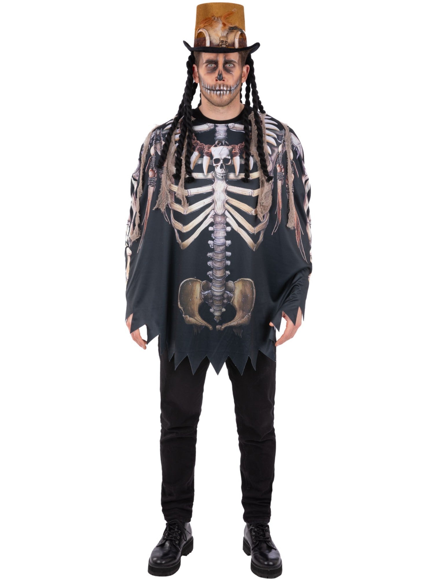 smiffys-fever-voodoo-poncho-kost-m-skelett-schwarz image 4