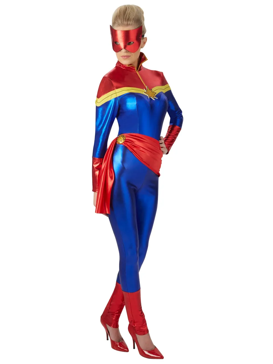rubie-s-deluxe-captain-marvel-damenkost-m-xs-rot-blau image 1