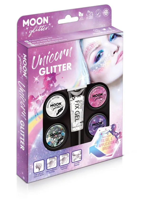 smiffys-makeup-fx-unicorn-glitzer-set-mit-fixiergel image 1