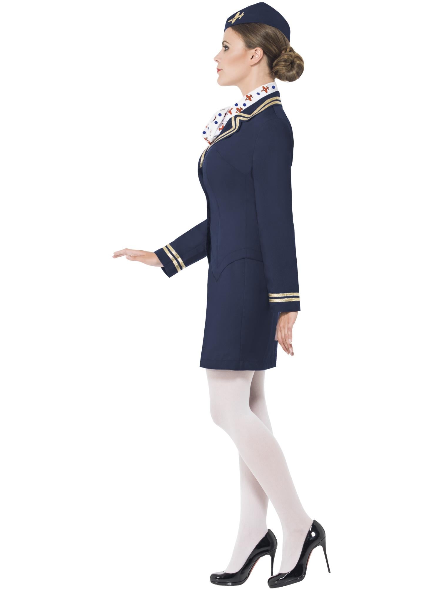 smiffys-fever-stewardess-kost-m-blau-damen-mit-m-tze image 3