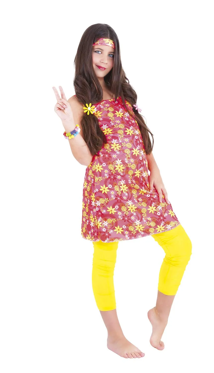 rubie-s-deluxe-hippie-kost-m-m-dchen-mit-kleid-und-stirnband image 1